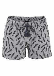 Lascana, Damen Pyjamashorts, Grau / Schwarz