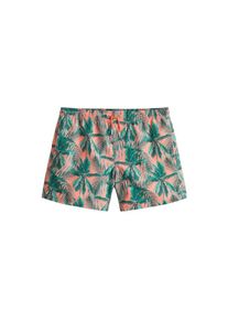 Mango Man, Herren Badehose 'Palmera', Smaragd / Jade / Lachs