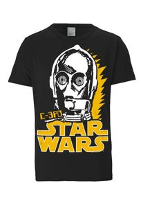logoshirt, Herren T-Shirt 'C-3PO', Goldgelb / Schwarz / Weiß