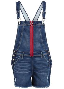 Khujo, Damen Latzhose 'Arabella', Blue Denim / Rot