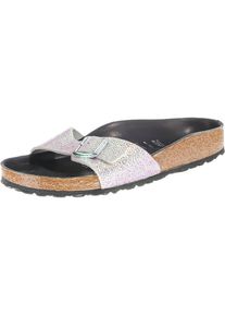 Birkenstock, Damen Pantoletten 'Madrid', Hellbraun / Silber