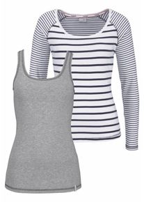 Kangaroos, Damen Langarmshirt (Set, 2 tlg.), Blau / Grau / Weiß