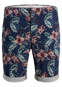 Jack & Jones JACK & JONES, Herren Chinoshorts 'ENZO WW PRINT CAMP', Blau / Grasgrün / Rosa