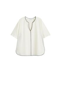 Violeta by Mango, Damen Bluse 'Piping 4', Schwarz / Weiß