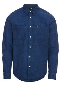 Lee, Herren Hemd 'WORKER SHIRT', Royalblau / Schwarz