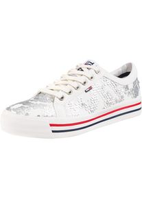 Tommy Jeans, Damen Sneaker 'Fashion Sequin', Navy / Rot / Silber / Wei&szlig;