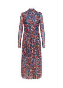 NA-KD, Damen Kleid 'Mesh LS Midi', Royalblau / Rostrot