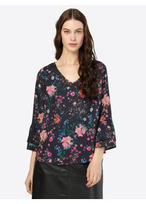 Street One, Damen Bluse, Nachtblau / Dunkelpink