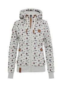 Naketano, Damen Sweatjacke 'Gemüseaction Waschweib', Anthrazit / Graumeliert / Rot