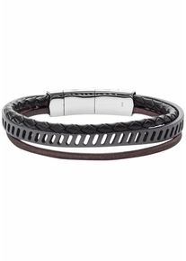 Fossil, Herren Armband 'VINTAGE CASUAL', Dunkelbraun / Silber