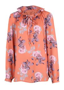 Lost Ink Plus, Damen Bluse 'TOP IN ORANGE FLORAL PRINT', Orange