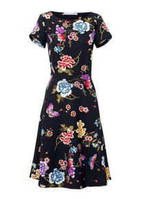 Heine, Damen Prinzesskleid mit Blu-Druck, Mischfarben / Schwarz
