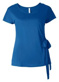 sheego Trend, Damen Trend T-Shirt mit seitlichem Knoten, Blau