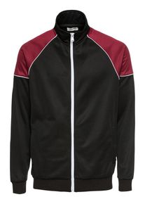 Your Turn YOURTURN, Herren Trainingsjacke 'Sweaters Zipthrough', Dunkelgrau / Feuerrot / Schwarz