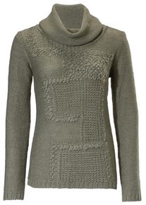 Heine, Damen Rollkragenpullover Strickmix, Oliv