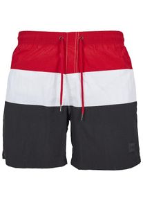 Urban Classics, Herren Badeshorts, Feuerrot / Schwarz / Wei&szlig;