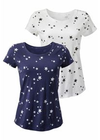 Vivance, Damen T-Shirt (2 St&uuml;ck), Marine / Schwarz / Wei&szlig;