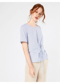 minimum, Damen Bluse 'Cathja', Blau / Weiß