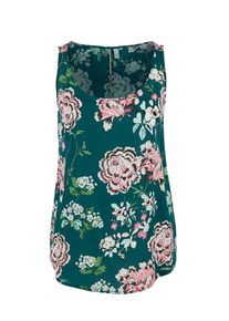 Q/S Designed By, Damen Blusentop, Petrol / Pastellgrün / Rosa / Schwarz