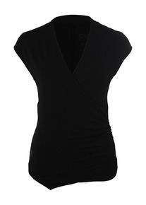 Curare Yogawear, Damen Shirt 'Wickeltop', Schwarz