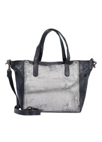 Campomaggi, Damen Traditional Handtasche Leder 22 cm, Schwarz / Silber
