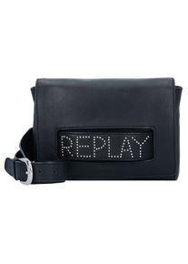 Replay, Damen Umhängetasche Leder 23 cm, Schwarz