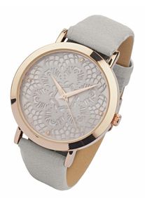 Heine, Damen Armbanduhr in Spitzen-Optik, Taupe