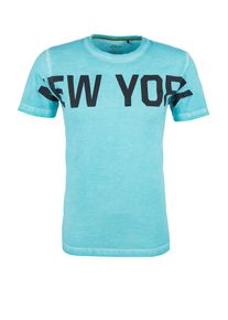 s.Oliver RED LABEL, Herren Pigt Dye-Shirt mit Wording, Aqua