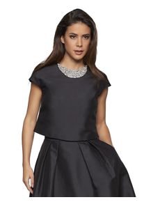 Apart, Damen Satinbluse aus festem, mattem Satin, Schwarz