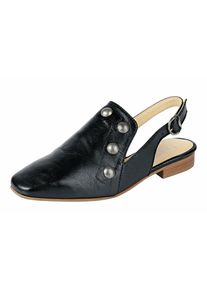 Heine, Damen Slipper mit Nieten, Schwarz