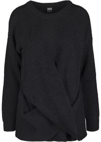 Urban Classics Curvy, Damen Pullover 'Ladies Wrapped Sweater', Schwarz