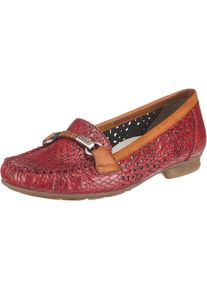 Rieker, Damen Slipper, Cognac / Rot / Schwarz