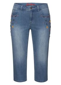 sheego Denim, Damen 3/4-Stretch-Jeans mit Stickerei, Blue Denim