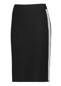 Taifun, Damen Rock Strick Strickrock mit Seitenstreifen, Grau / Schwarz