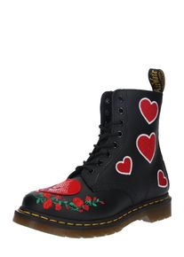 Dr. Martens, Damen Stiefel '8 Eye Boot Pascal Hearts', Rot / Schwarz