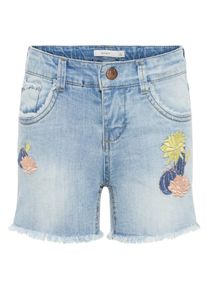 name it, M&auml;dchen Slim Fit - Bestickte Jeansshorts, Blau