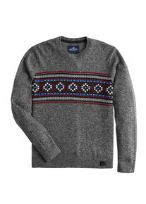 Hollister, Herren Pullover 'XM18-MW PATTERN CREWS', Grau / Mischfarben
