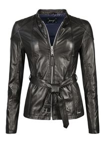 Maze, Damen Lederjacke mit Bindegürtel 'Vermont', Schwarz