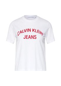 Calvin Klein Jeans, Damen Shirt 'INST. CURVED LOGO STRAIGHT TEE', Weiß