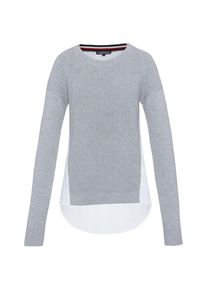 Tommy Hilfiger, Damen Pullover 'ABELLA FABRIC MIX C-NK SWTR', Hellgrau