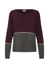 Vila, Damen PULLOVER 'AGNET', Grau / Bordeaux