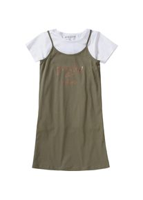 Blue Seven, Mädchen Set Jerseykleid + T-Shirt, Khaki / Weiß
