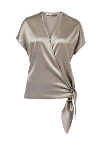 Hallhuber, Damen Seidenwickelshirt mit Knoten, Beige