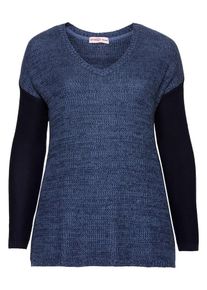 SheeGOTit, Damen V-Ausschnitt-Pullover, Rauchblau / Schwarz