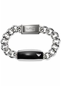 Emporio Armani, Herren Armband 'EGS1729040', Schwarz / Silber