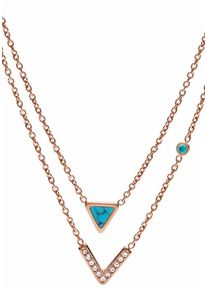 Fossil, Damen Halskette 'Dreieck, JF02644791', Türkis / Rosegold