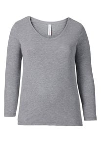 sheego Casual, Damen Langarmshirt, Grau