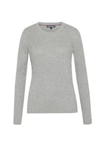 Tommy Hilfiger, Damen Pullover 'ERCA MINI CABLE STP SWTR', Hellgrau