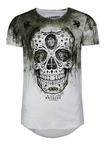 Trueprodigy, Herren T-Shirt 'Festival Of The Dead II', Khaki / Weiß