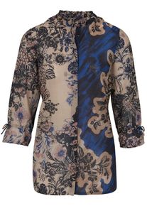 Heine, Damen Druckbluse, Dunkelbeige / Blau